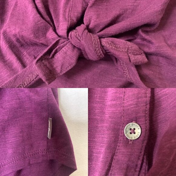 Eddie Bauer Women’s NWT Gate Check Long Sleeve Convertible Top Size L Dark Plum - Picture 5 of 6